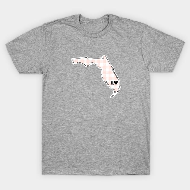 USA States: Florida (pink plaid) T-Shirt by LetsOverThinkIt